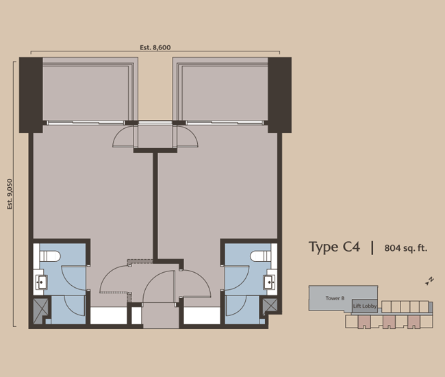 Dawn KLCC Type C4 Floor Plan